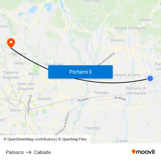 Palosco to Cabiate map