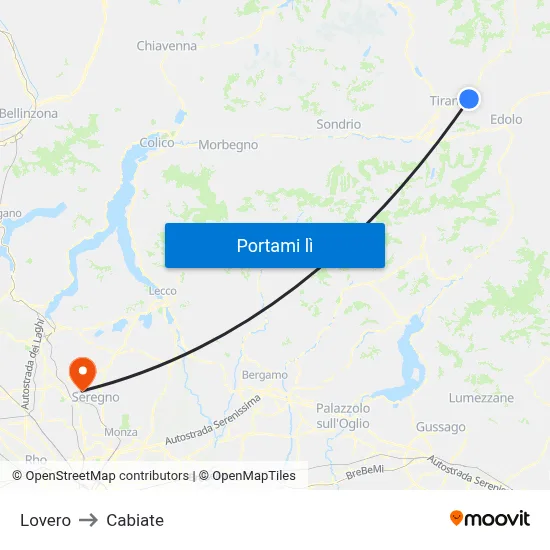 Lovero to Cabiate map