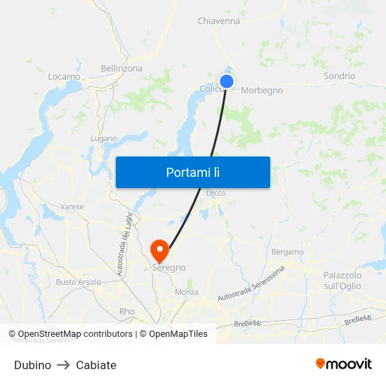 Dubino to Cabiate map