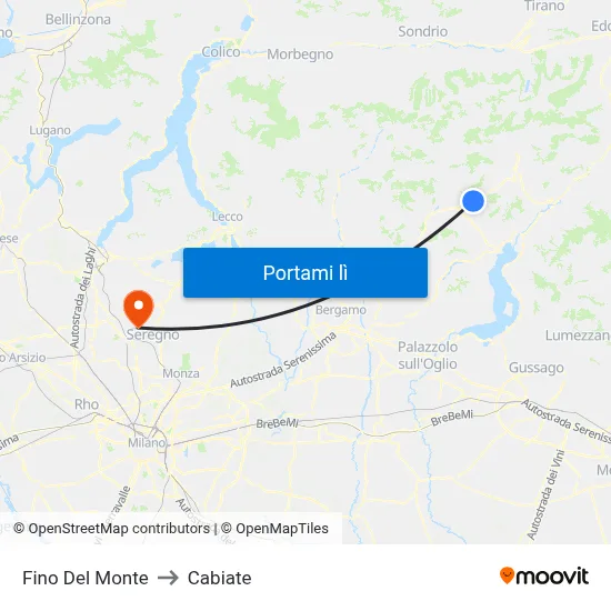 Fino Del Monte to Cabiate map