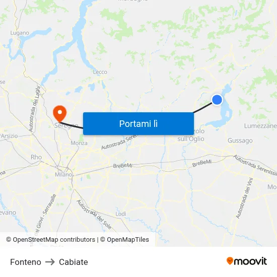 Fonteno to Cabiate map