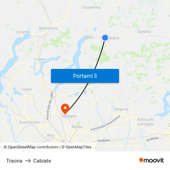 Traona to Cabiate map