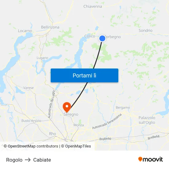Rogolo to Cabiate map