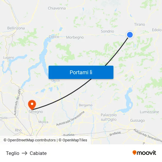 Teglio to Cabiate map