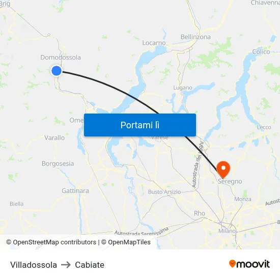Villadossola to Cabiate map