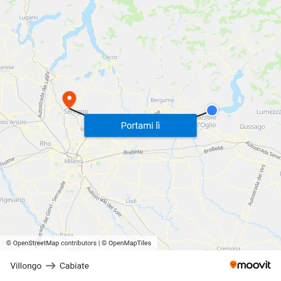 Villongo to Cabiate map