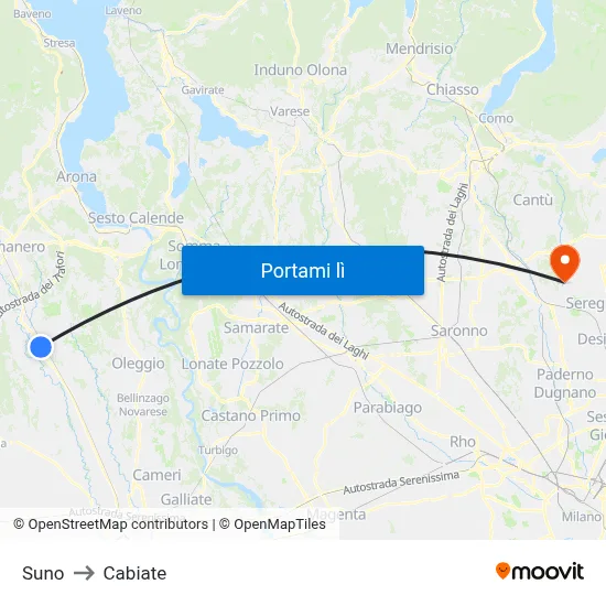 Suno to Cabiate map