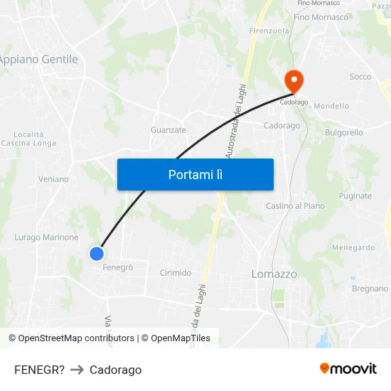 FENEGR? to Cadorago map