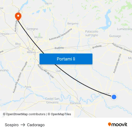 Sospiro to Cadorago map