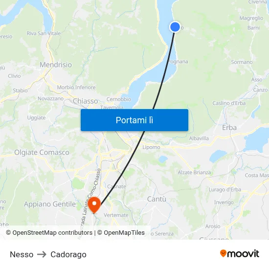 Nesso to Cadorago map