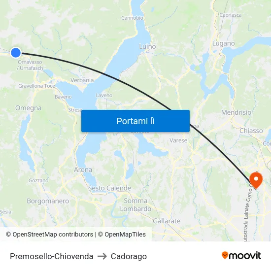 Premosello-Chiovenda to Cadorago map