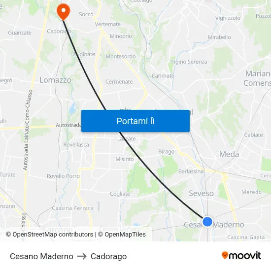 Cesano Maderno to Cadorago map