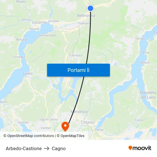 Arbedo-Castione to Cagno map