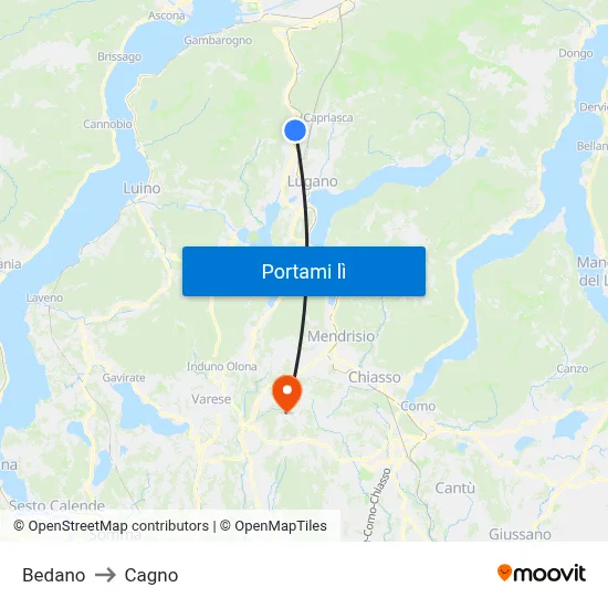 Bedano to Cagno map