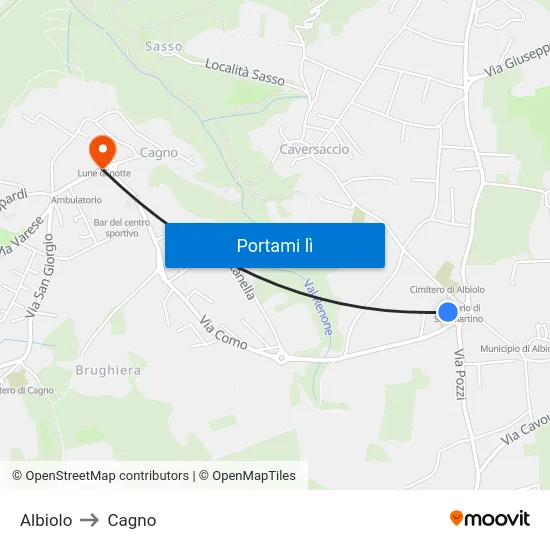 Albiolo to Cagno map
