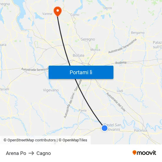 Arena Po to Cagno map