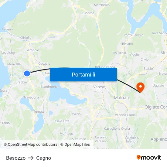 Besozzo to Cagno map