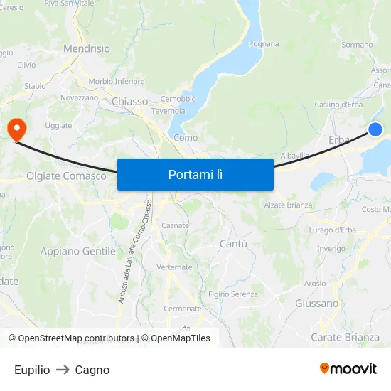 Eupilio to Cagno map