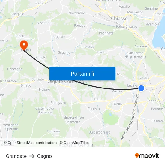 Grandate to Cagno map