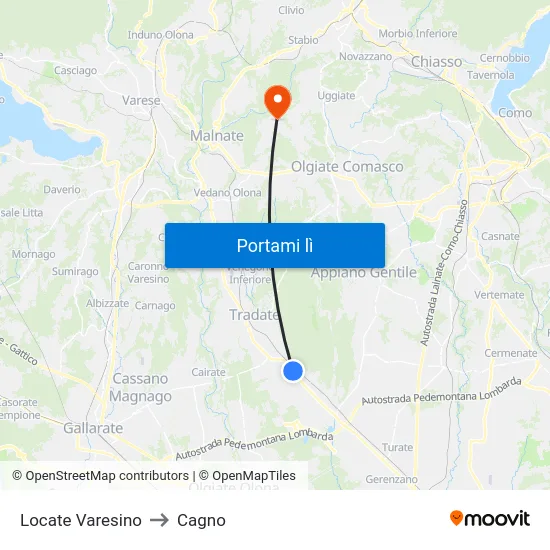 Locate Varesino to Cagno map