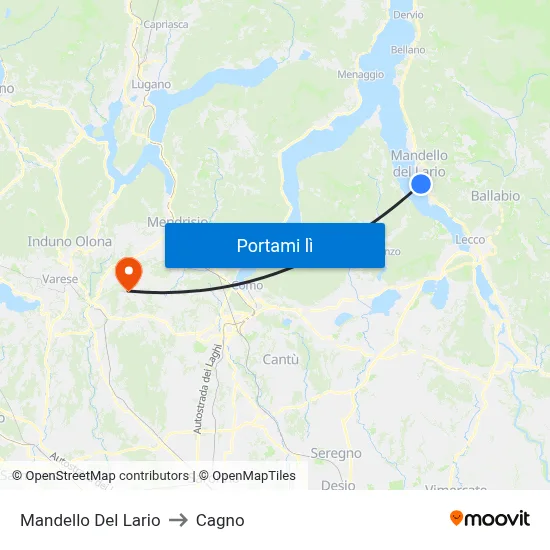 Mandello Del Lario to Cagno map