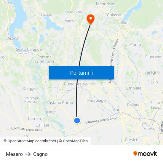 Mesero to Cagno map