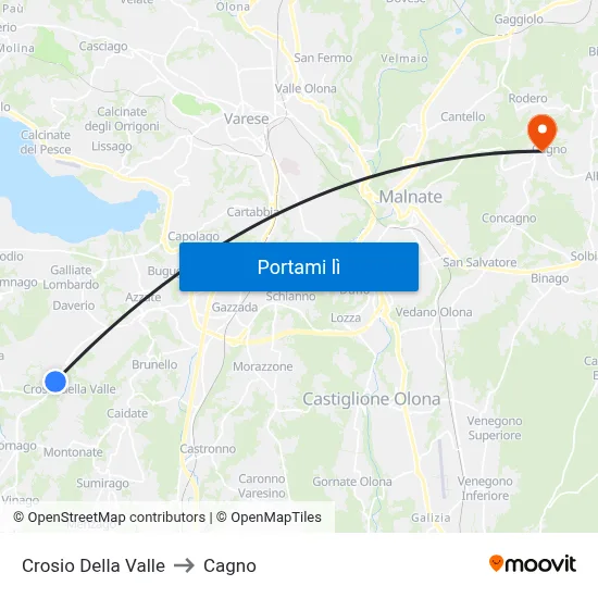 Crosio Della Valle to Cagno map