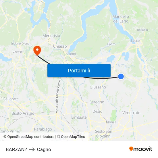 BARZAN? to Cagno map