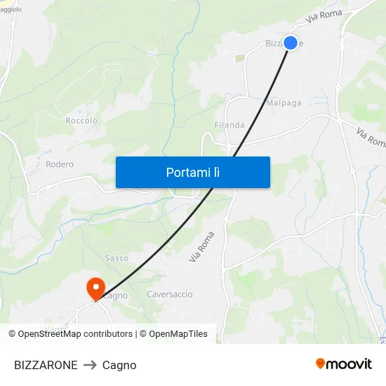 BIZZARONE to Cagno map
