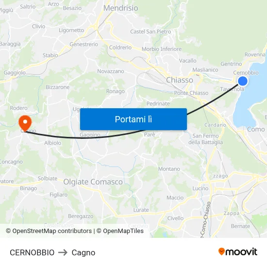 CERNOBBIO to Cagno map