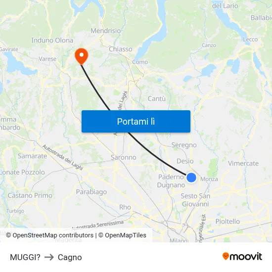 MUGGI? to Cagno map