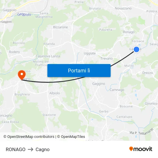 RONAGO to Cagno map