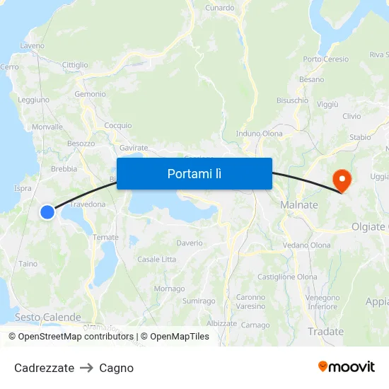 Cadrezzate to Cagno map