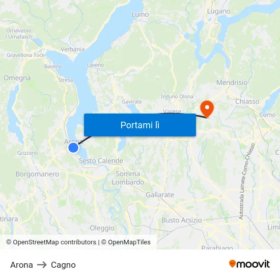 Arona to Cagno map