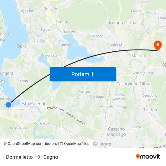 Dormelletto to Cagno map