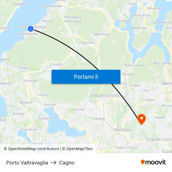 Porto Valtravaglia to Cagno map