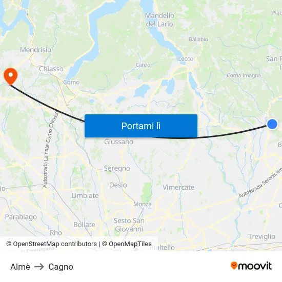 Almè to Cagno map