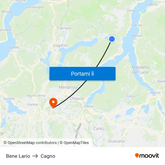 Bene Lario to Cagno map
