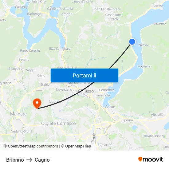 Brienno to Cagno map