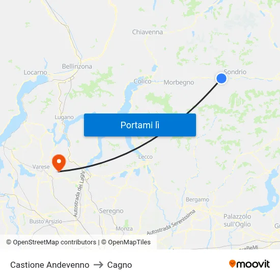 Castione Andevenno to Cagno map