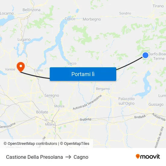 Castione Della Presolana to Cagno map