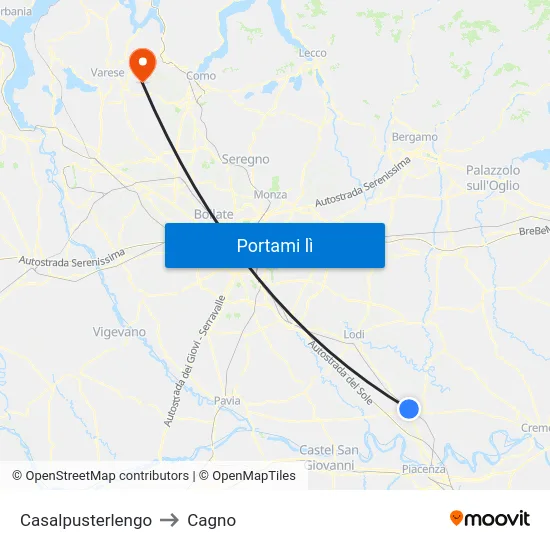 Casalpusterlengo to Cagno map