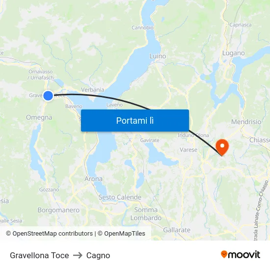 Gravellona Toce to Cagno map