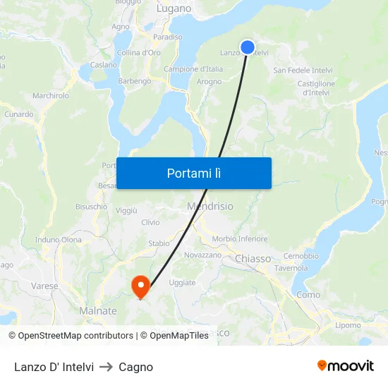 Lanzo D' Intelvi to Cagno map