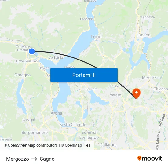 Mergozzo to Cagno map