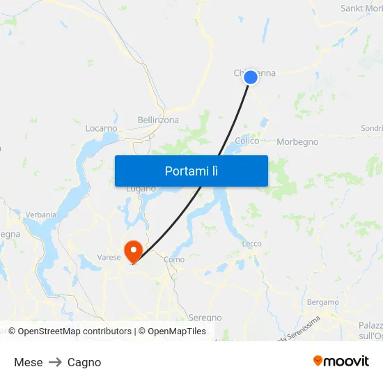 Mese to Cagno map