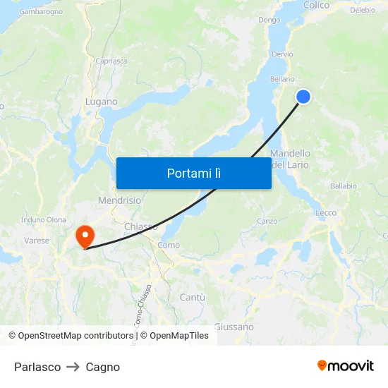 Parlasco to Cagno map