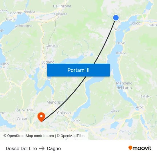 Dosso Del Liro to Cagno map
