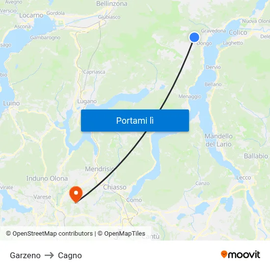 Garzeno to Cagno map