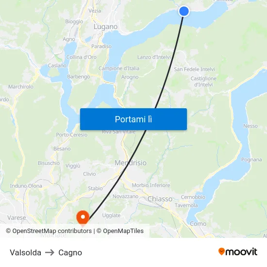 Valsolda to Cagno map